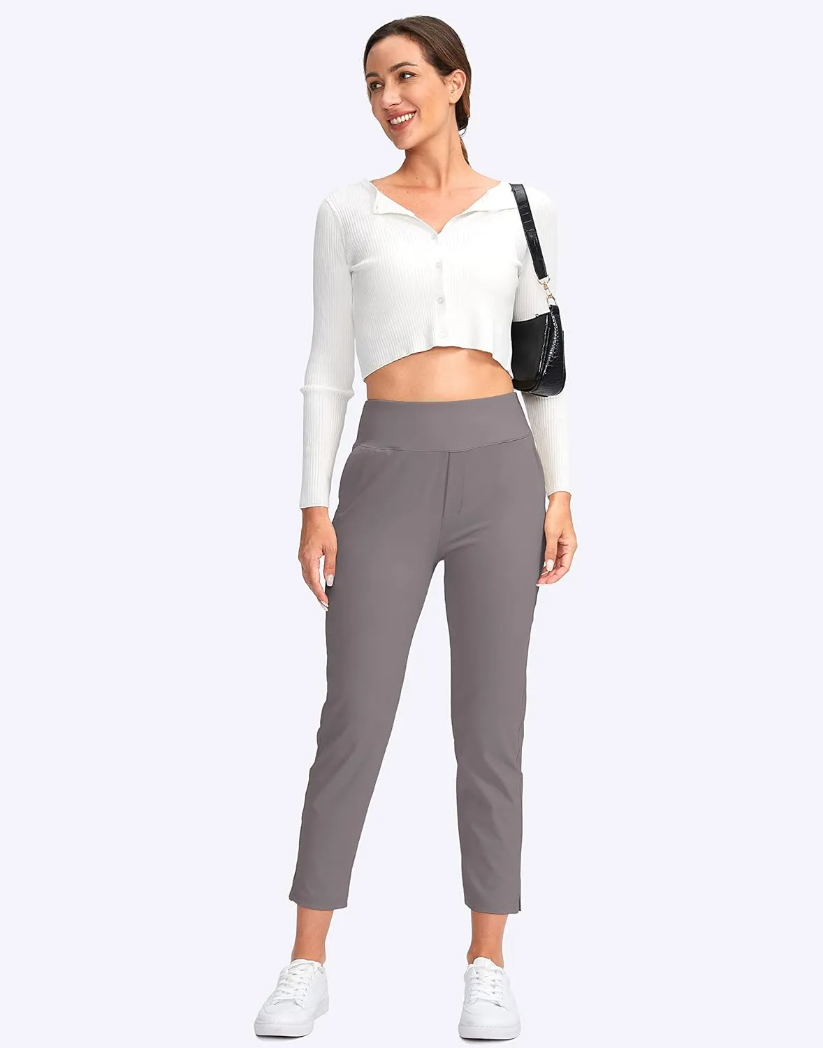 YYV Women's Golf Pants Stretch Work Ankle Pants High Waist Dress Pants with Pockets for Yoga Business Travel Casual
