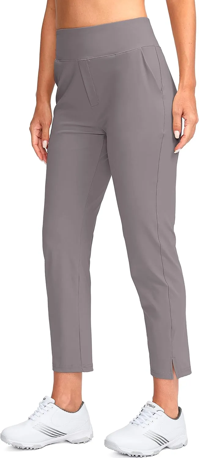 YYV Women's Golf Pants Stretch Work Ankle Pants High Waist Dress Pants with Pockets for Yoga Business Travel Casual
