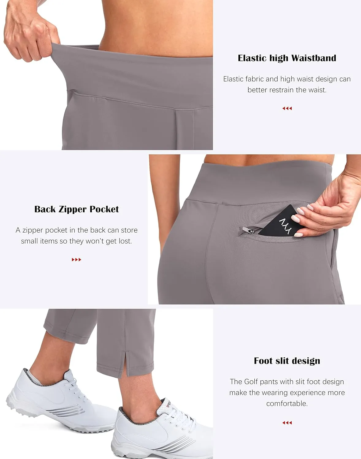 YYV Women's Golf Pants Stretch Work Ankle Pants High Waist Dress Pants with Pockets for Yoga Business Travel Casual