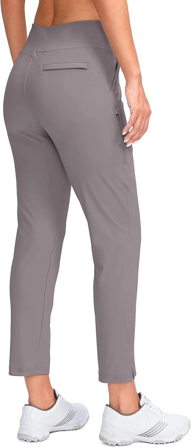 YYV Women's Golf Pants Stretch Work Ankle Pants High Waist Dress Pants with Pockets for Yoga Business Travel Casual
