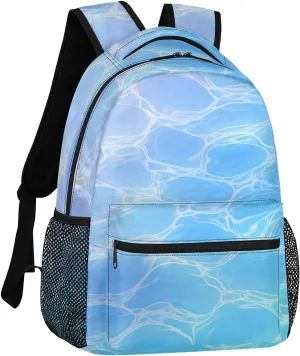 Yzrwebo Sea Water Ripple Backpack for Women Man, Ripple Pattern Computer Laptop Backpacks Casual Daypack, Adults Sports Hiking Travel Camping Shoulder Backpack 16 IN