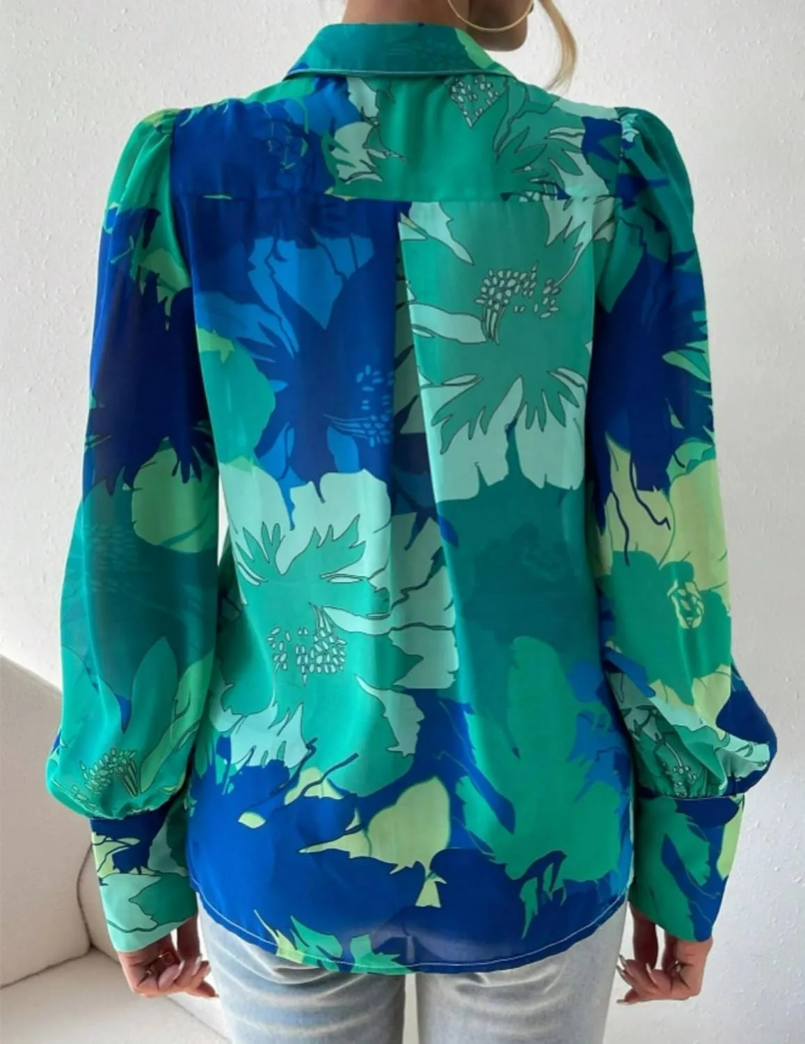 Zeagoo Womens Shirts Button Down Printed Lantern Long Sleeve Blouse Fashion Casual Tops 2025