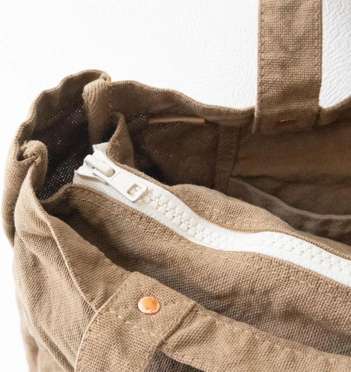 ZIP Tote Bag Cotton100% Canvas Zipper Fastener Simple japan Washable Sholder hand Bag (VC-23)