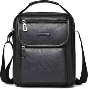Zipper Buckle Leather Messenger Bag Crossbody Shoulder Bag Vintage Handle Bags