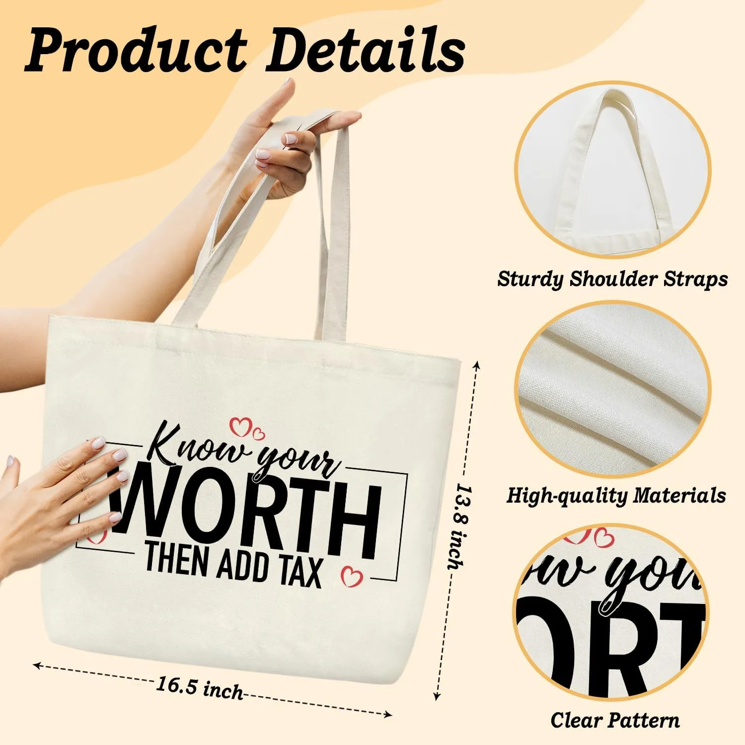 Ziyouza Canvas Tote Bag for Women Tote Bag Cute Aesthetic Tote Bag Reusable Tote Bag for Travel Vacation Shopping -A